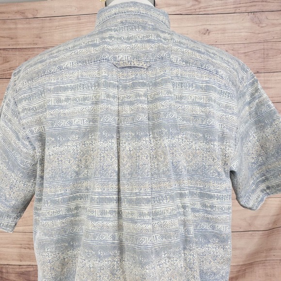 VINTAGE GANT PRINTED TWILL SHORT SLEEVE BUTTON DOWN SHIRT MENS SIZE L 90s - Picture 5 of 8